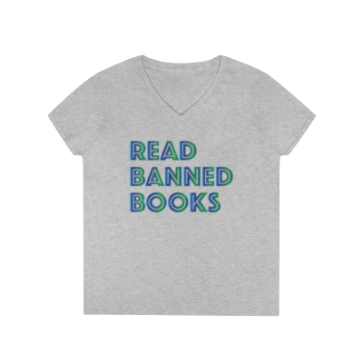 Read Banned Books - Ladies' V-Neck T-Shirt - Gildan