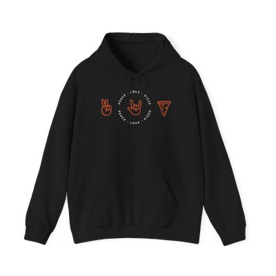 T&F Peace + Love + Pizza Unisex Hooded Sweatshirt