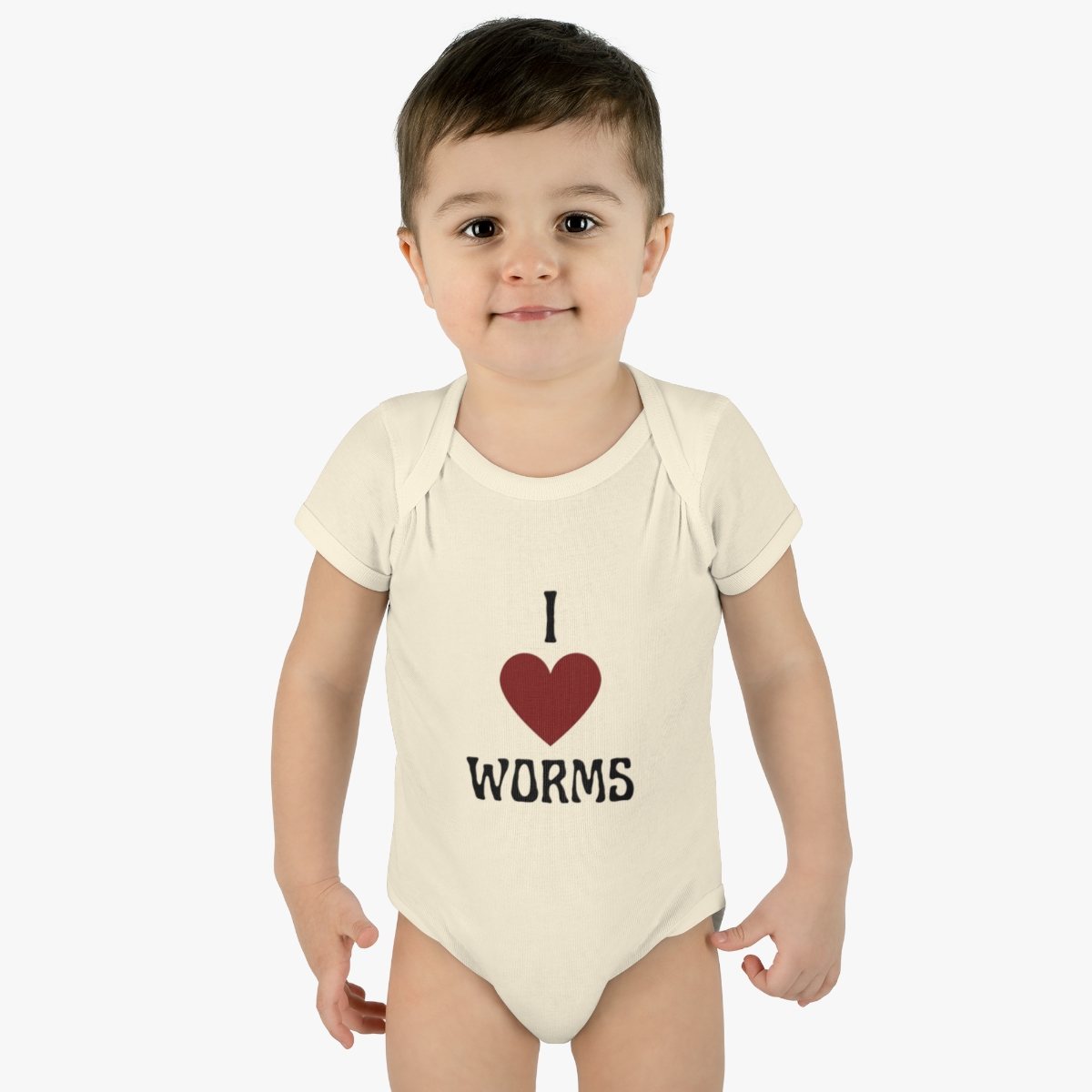 "I love worms" Infant Baby Rib Bodysuit product thumbnail image