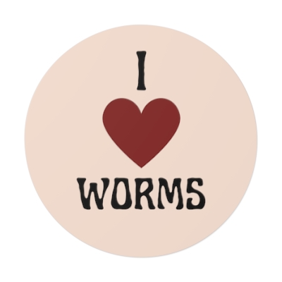"I love worms" - Round Vinyl Stickers