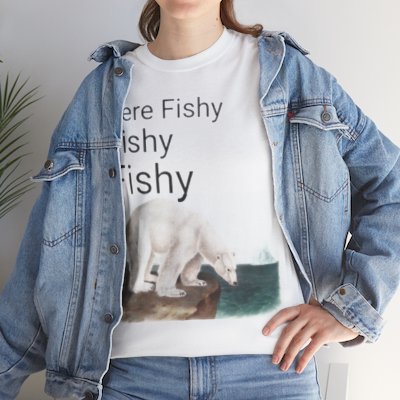 Here Fishy, Fishy, Fishy Unisex Heavy Cotton Tshirt, Fishermen Will Love It, Perfect Gift, Fishing Lovers, Funny T-Shirt