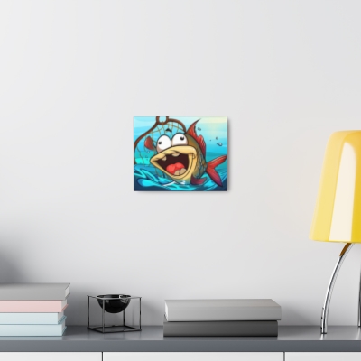 Funny Fish Canvas Gallery Wrap, Fishermen Will Love It, Goofy and Unique, Perfect All Occasion Gift, Brightly Colored Cartoon Fish