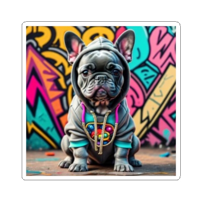 French Bulldog in a hooded sweatshirt Kiss-Cut Stickers