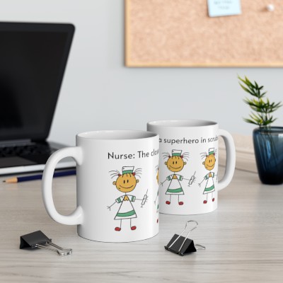 Funny Nurse Coffee Mug, Nurses Are Superheroes, Gift For Nurses, Cartoon Mug, Funny Cute Nurse Character, Ceramic Mug 11oz
