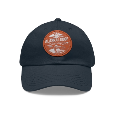 Alaska Lodge Adventure Dad Hat with Leather Patch (Round)