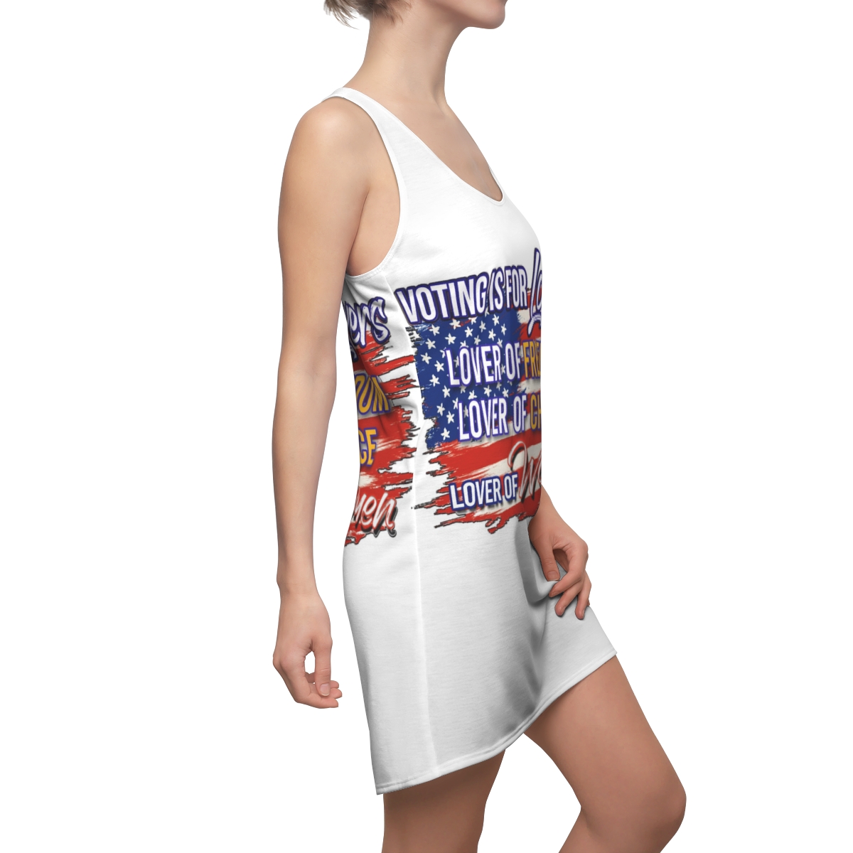 Lover of Women Front and Back Women's Cut & Sew Racerback Dress (AOP) product thumbnail image