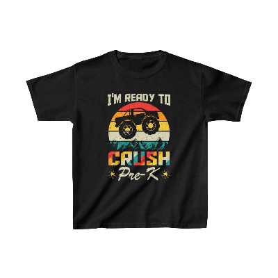 Monster Truck I'm Ready for Pre-K Kids Heavy Cotton Tee, Back to School Tee