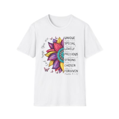 God Says You Are Colorful Flower Uniisex Softstyle T-Shirt