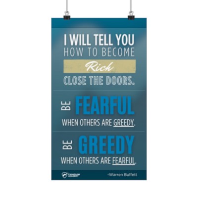 Buffett Quote "I will tell you how to become rich" - Premium Vertical Posters