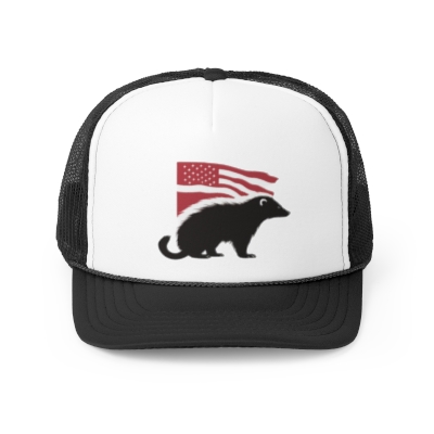AGOLOGISTART's American Honey Badger - Classic Patriotic Trucker Caps