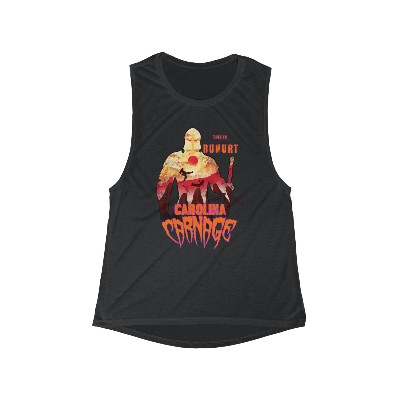 Women's Flowy Scoop Muscle Tank-Fundraiser shirt to help pay for international competitors come to Carolina Carnage