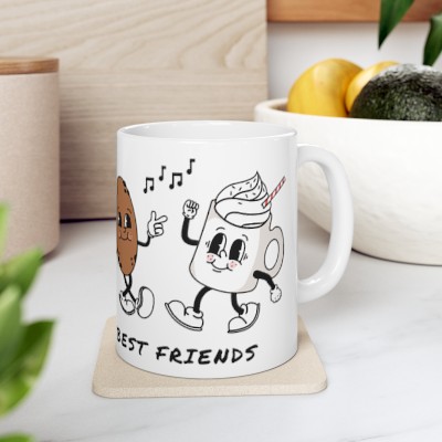 Best Friends Mug, BFF, Gift For Friend, Best Friends Coffee Mug Together We Rock, Cute Cartoon Ceramic Mug 11oz