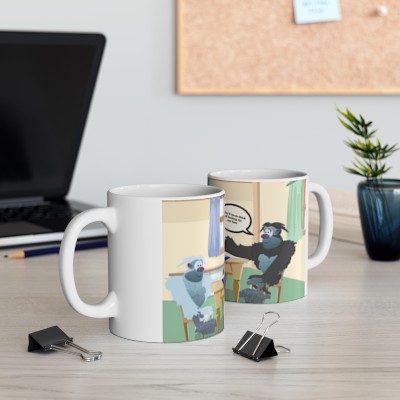 Funny Bigfoot Mug, Bigfoot Drinking Coffee With His Wife, Bigfoot Lovers Gift, Cute Bigfoot Coffee Mug, Ceramic Mug 11oz