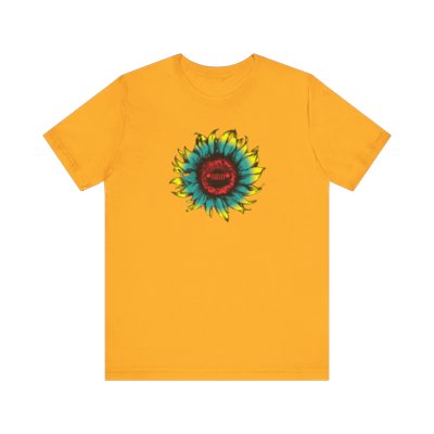Jeep Sunflower - Red, Teal, Yellow  - Unisex Jersey Short Sleeve Tee