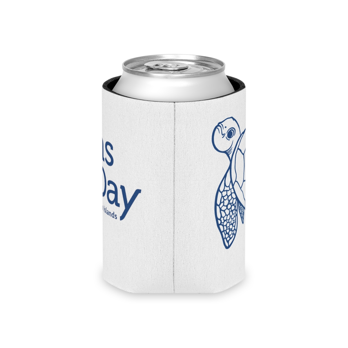 Seas the Day Sea Turtle Can Koozie - White product main image