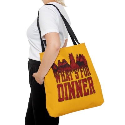 What's for dinner / red on yellow / Cannibal Council - Tote Bag (AOP) 