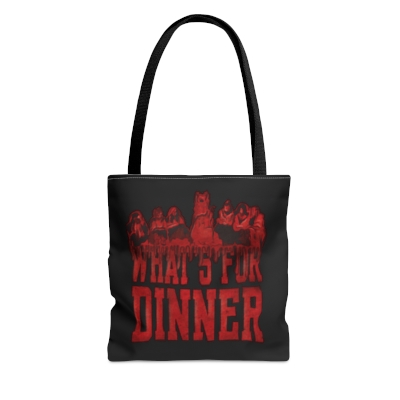 *2-sided | YJ Hive logo* What's for dinner / Cannibal Council x Yellowjackets Hive Podcast - Black Tote Bag