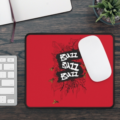 Buzz Buzz Buzz /yellow on red - Gaming Mouse Pad
