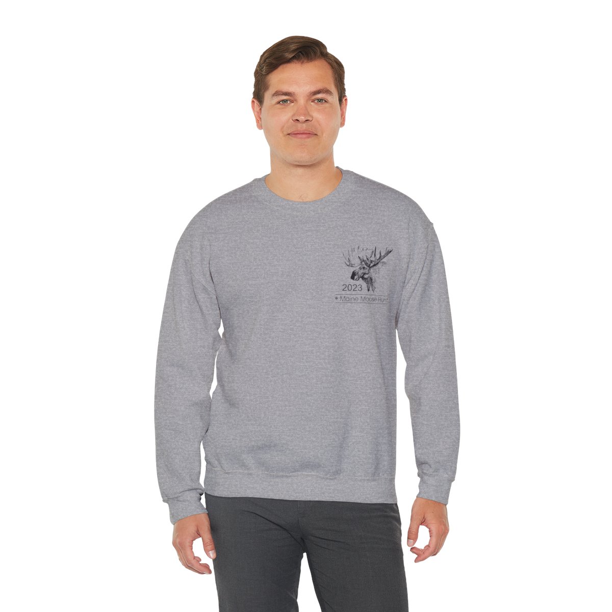 2023 Original Moose with pocket logo and full back design -Unisex Heavy Blend™ Crewneck Sweatshirt product thumbnail image