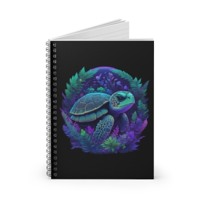 Biolum Turtle v1 By 3rd Eye Perceptions ( Spiral Notebook - Ruled Line )