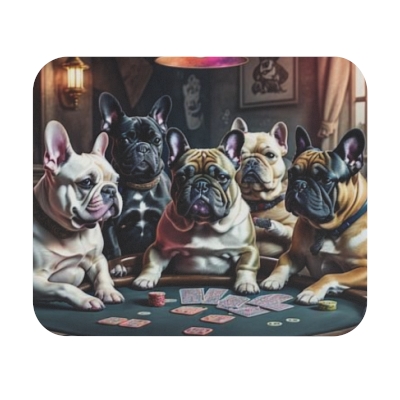 Frenchies playing poker Mouse Pad (Rectangle)