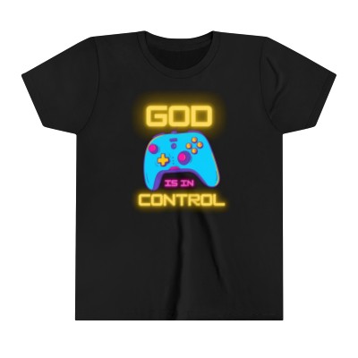 God Is in Control Kids T-Shirt | Fun Gaming Controller Design | All-Day Comfort