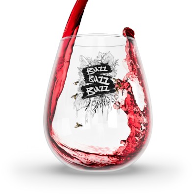 BUZZ BUZZ BUZZ - Stemless Wine Glass, 11.75oz