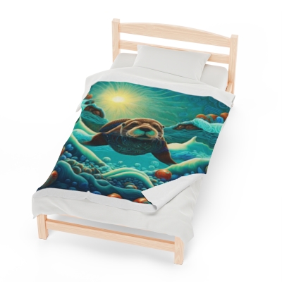 Cute Sea Otter Plush Blanket