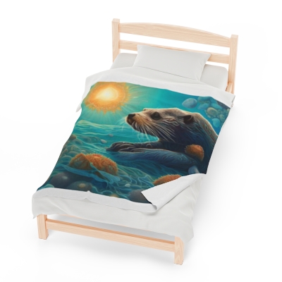 Sea Otter In Sunshine Plush Blanket