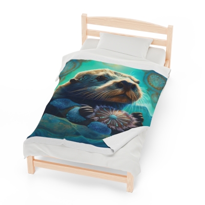 Sea Otter & Urchin Plush Blanket