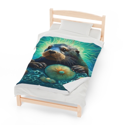 Sea Otter & Urchins Plush Blanket