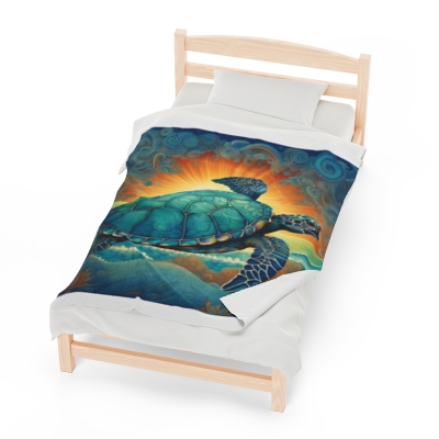 Sea Turtle & Sun Plush Blanket