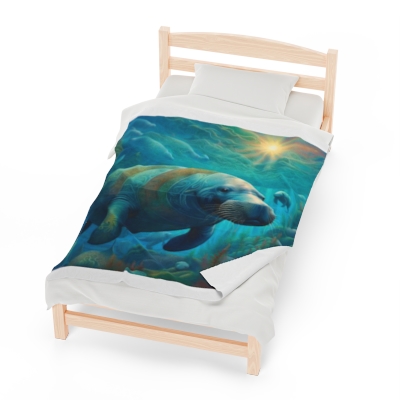 Manatee Underwater Plush Blanket