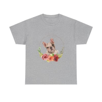 Frenchie in a Wreath Unisex Heavy Cotton Tee