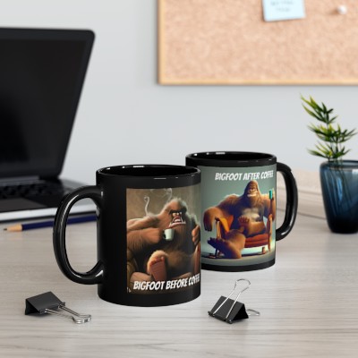 Bigfoot Mug, Bigfoot Before Coffee And After Coffee, Bigfoot Coffee Mug Will Delight All, Colorful Mug Makes Unique Gift