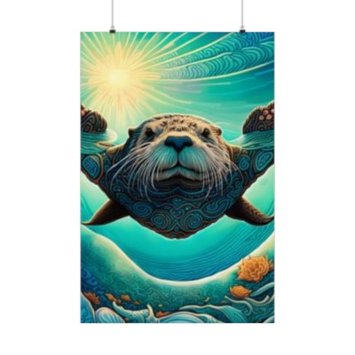 Happy Sea Otter - Premium Matte Vertical Posters