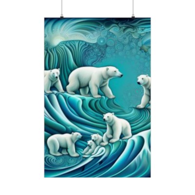 Playful Polar Bears - Premium Matte Vertical Posters