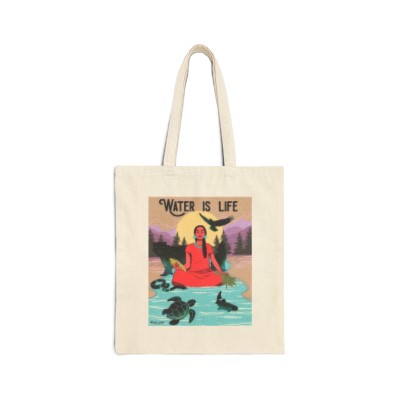 "Water is life" Cotton Canvas Tote Bag