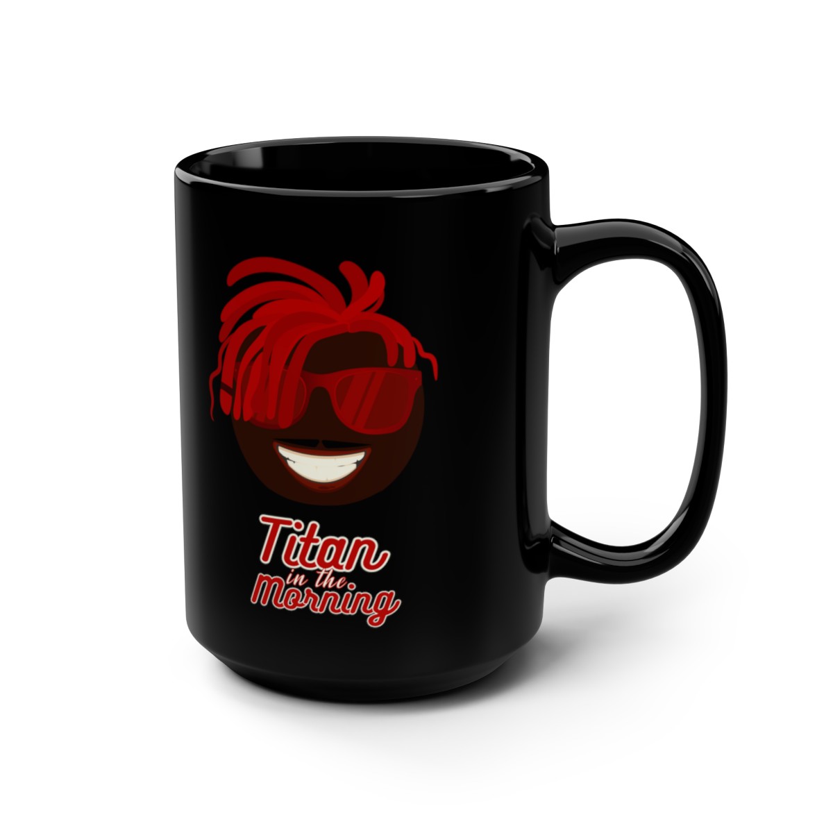Titan In The Morning Black Mug, 15oz product thumbnail image