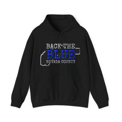 Heavy Blend™ Hooded Sweatshirt with Classic BTBNC Logo on Front and Website + God Bless Law Enforcement on Back Side