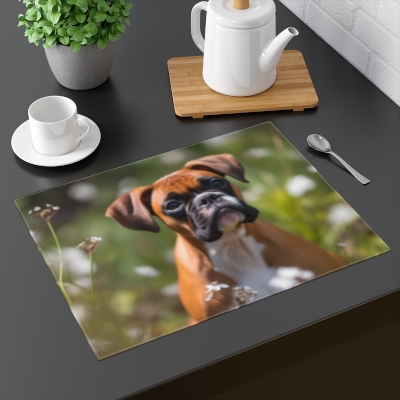 Boxer Puppy in a Field of Flowers - Placemat, 1pc