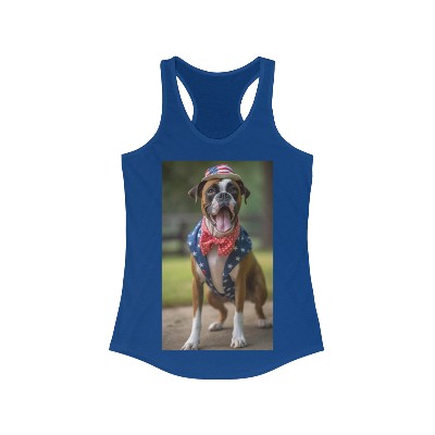 4th of July Boxer Dog - Patriotic - Women's Ideal Racerback Tank