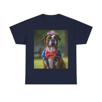 4th of July Boxer Dog Unisex Heavy Cotton Tee