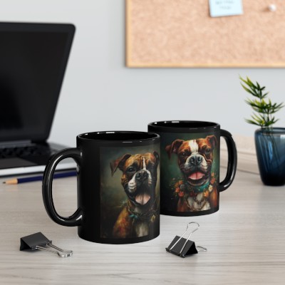 Boxer Dog Painting - 11oz Black Mug