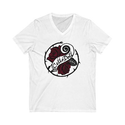 White Front-Print Relaxed V-Neck Tee