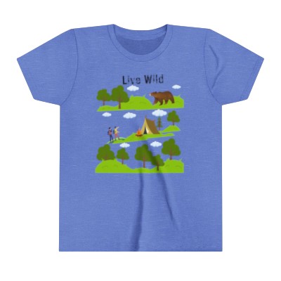 Live Wild, Camping Hiking Nature, Positively Living, Youth Short Sleeve Tee