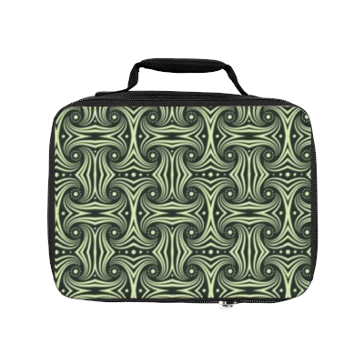 Lunch Bag/Bag For Lunch/Art Deco/Green Color/Insulated Bag/Green Colored Art Deco Style Print Lunch Bag