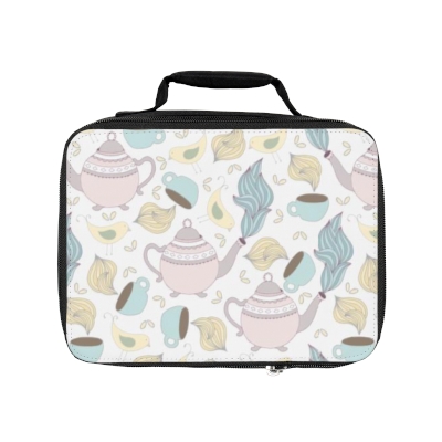 Lunch Bag/Bag For Lunch/Tea Party/Tea Pot/Pastel Colors/Folk Art/Pastel Tea Party Folk Art Print Lunch Bag