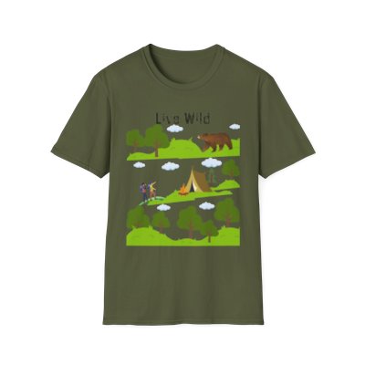 Live Wild, Camping Hiking Nature,Unisex Softstyle T-Shirt