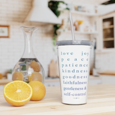 Fruit of the Spirit Plastic Tumbler with Straw